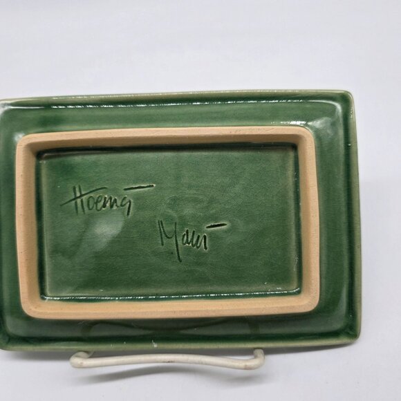 Hoening Maui Ceramic Fish Motif Sushi Platter & Soy Sauce Bowl Embossed Leaves - Picture 2 of 6